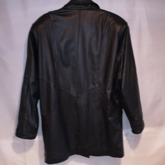 Vintage Avanti Men's Size Medium Button Closure Black Leather Jacket - Picture 2 of 7